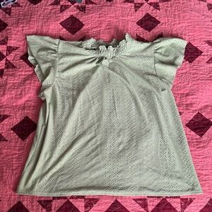 W5 Sage Green Eyelet Ruffle Blouse